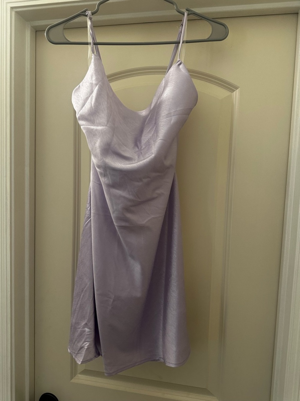 Lilac Satin Midi Dress with Cowl Neck